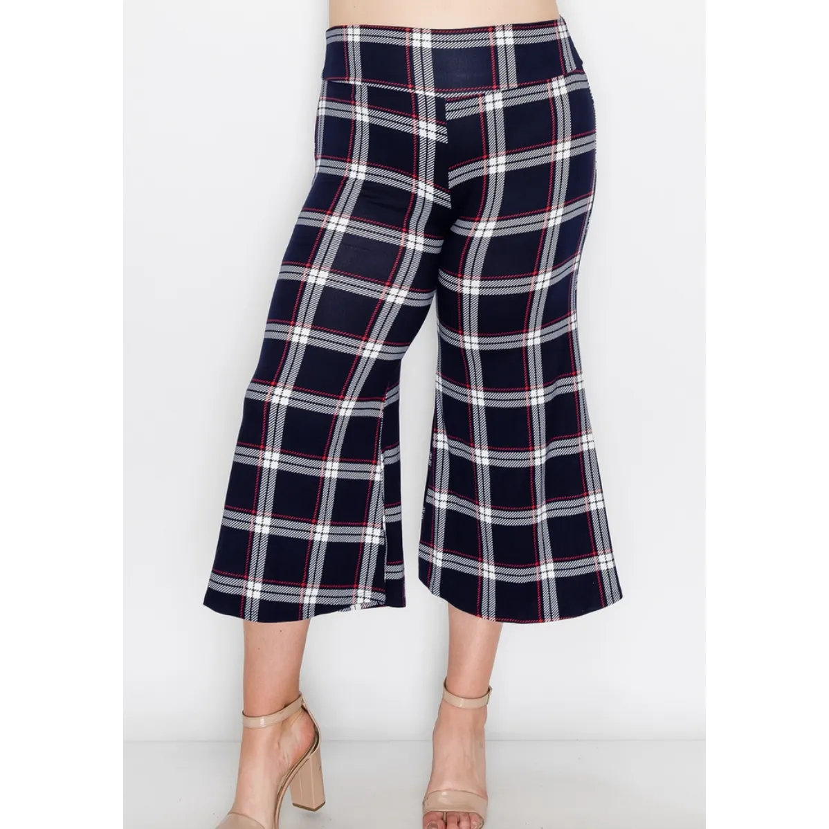 Plaid Curvy Fit Cropped Flare Pants