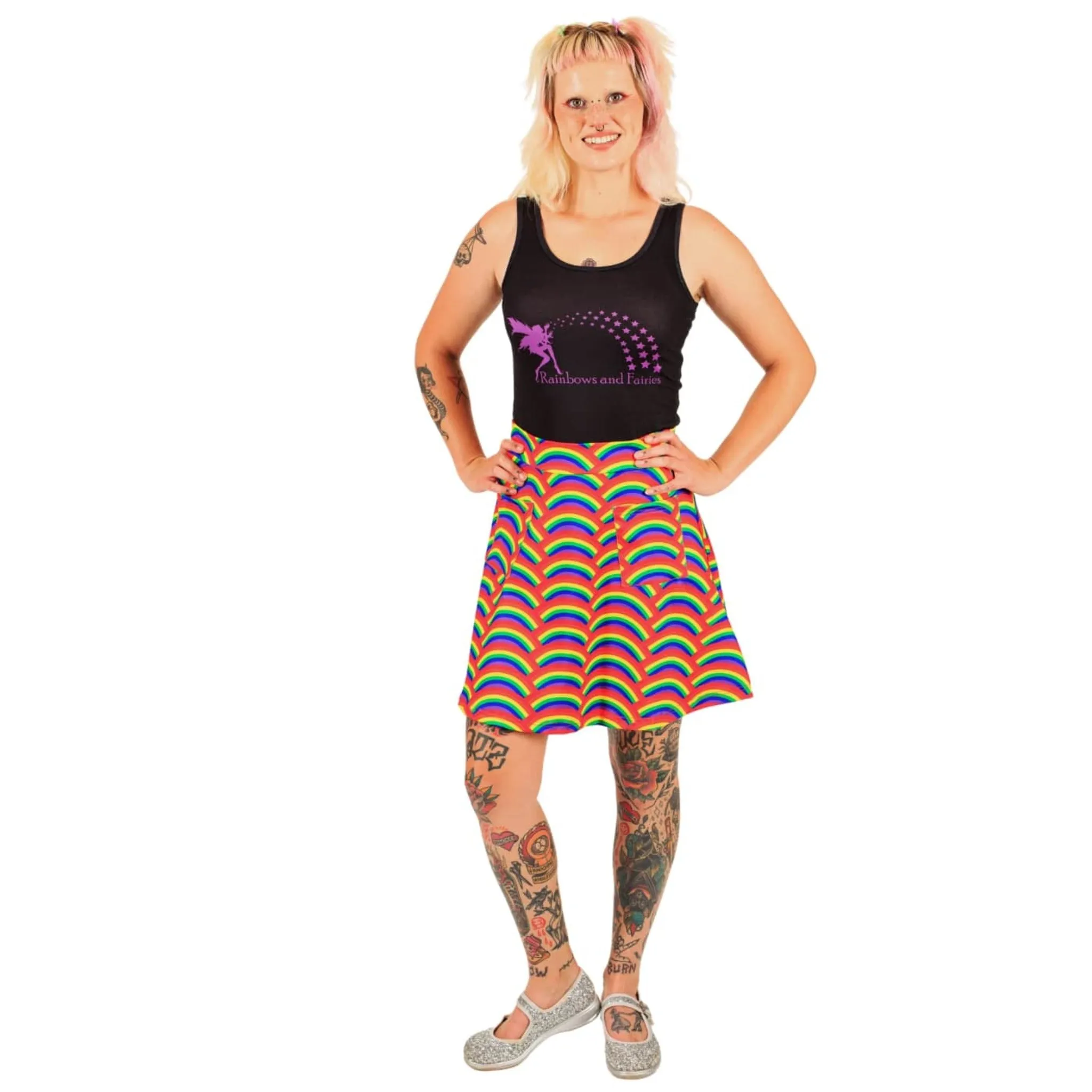 Rainbow Short Skirt With Pockets
