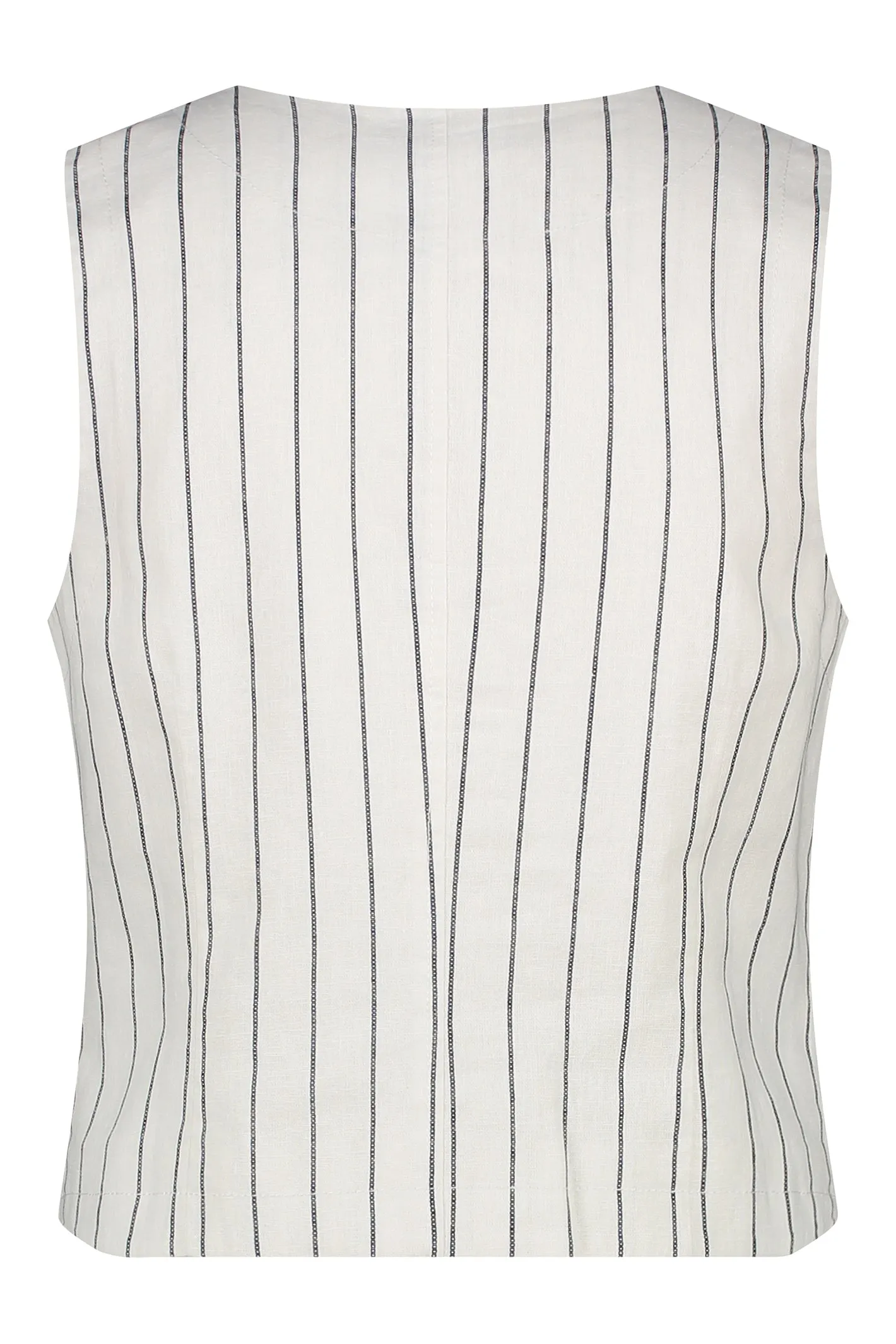Red Button SRB4514 Cotton Waistcoat Linen Stripe Navy