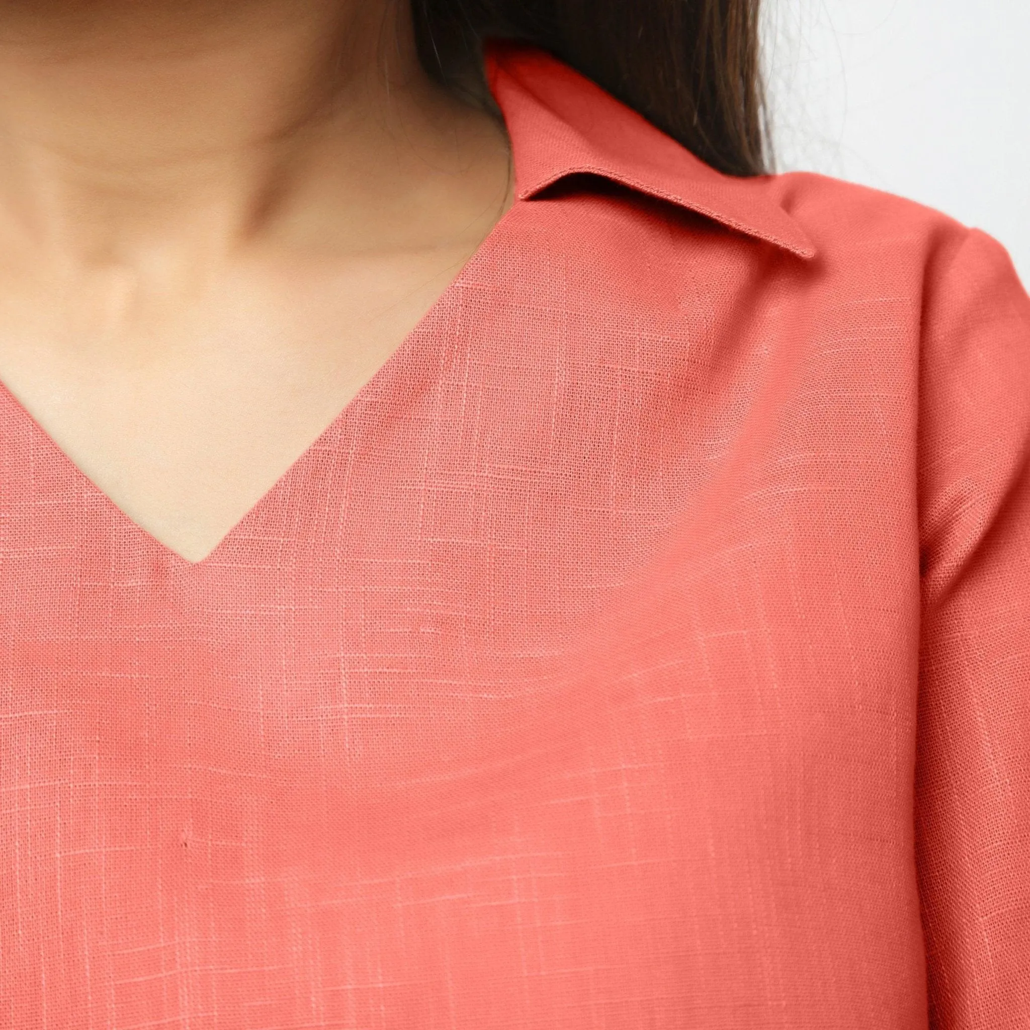 Red Flat Collar 100% Cotton Comfort Fit Top