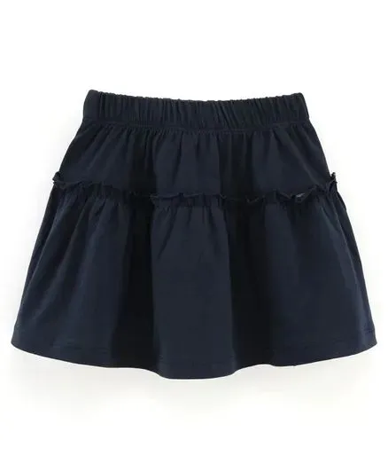 Solid Frilled Skirt - Navy