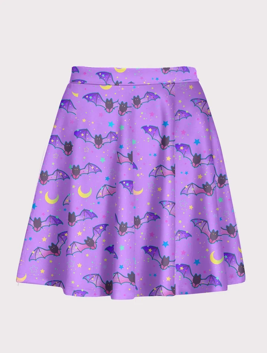 Spooky Cute Bat Flare Skirt