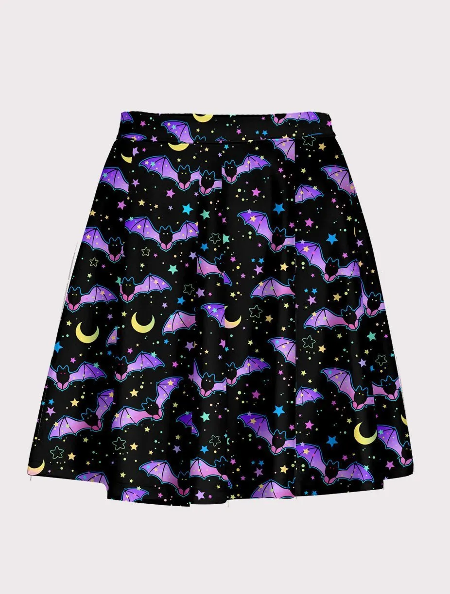 Spooky Cute Bat Flare Skirt