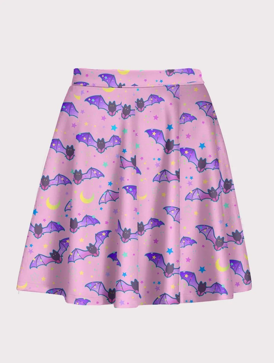 Spooky Cute Bat Flare Skirt