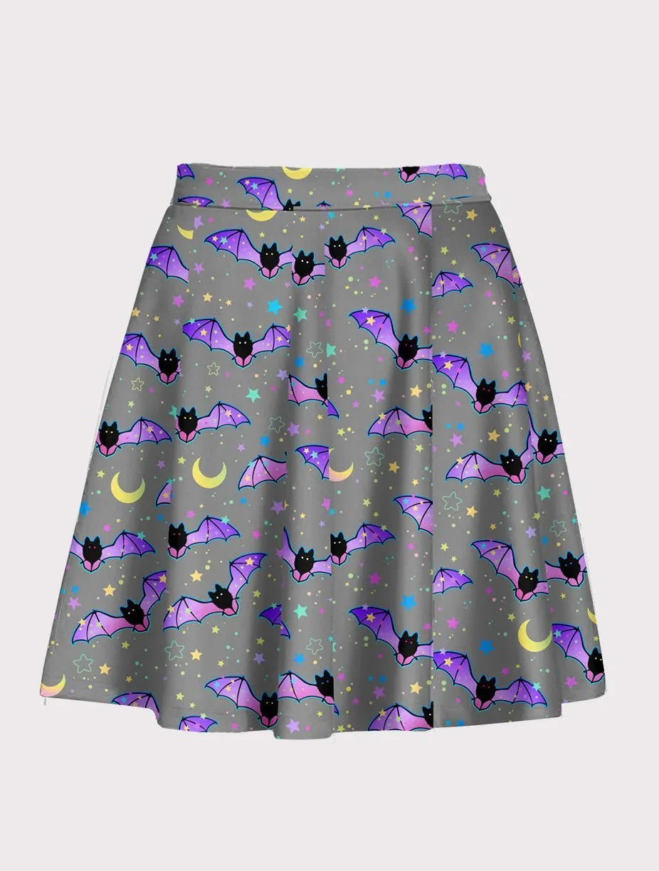 Spooky Cute Bat Flare Skirt