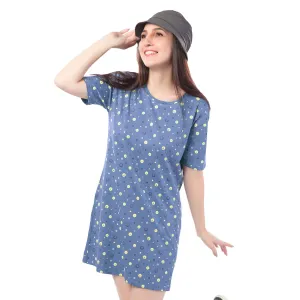 STD-24007 Cotton Wear A Smile T-Shirt Dress Blue