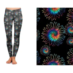 Tie Dye Flower Leggings with Pockets