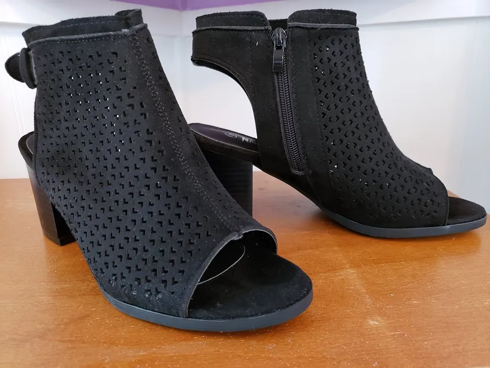 Tracy Velvet Peeptoe Bootie in Black