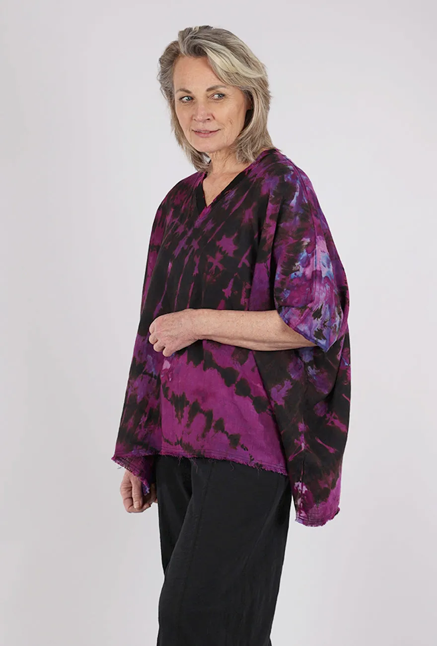 Wide Linen V Top, Purple