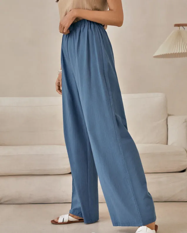 Women's Summer High Waist Wide Leg Straight Pants
