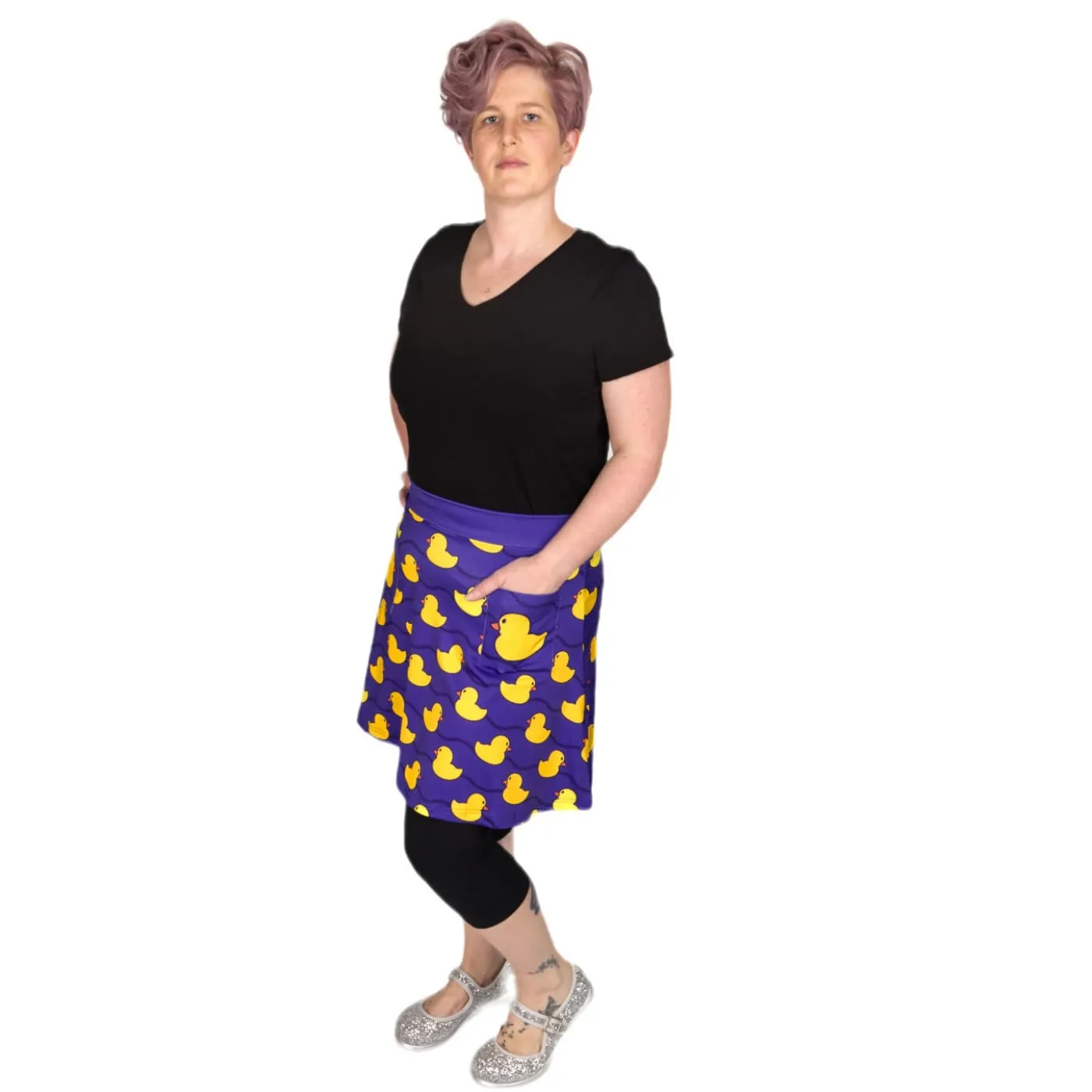 Yellow Ducky Short Skirt With Pockets