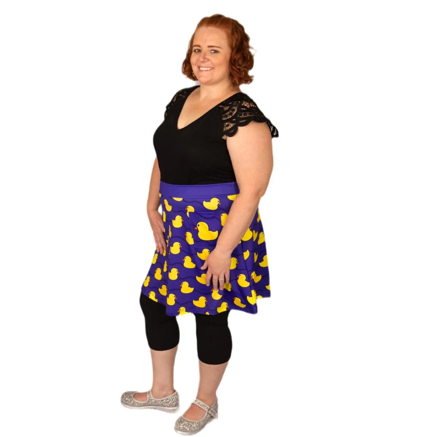 Yellow Ducky Short Skirt With Pockets