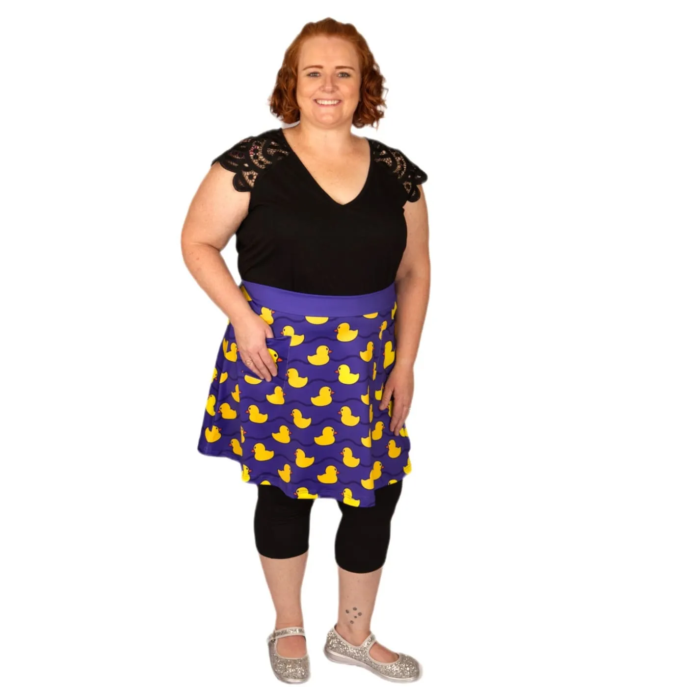 Yellow Ducky Short Skirt With Pockets